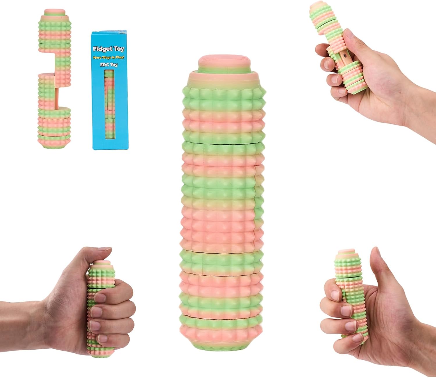 All-in-One Little Ouchies Fidget Toy for Adults, Spiky Pain Stim EDC Toy with Spinner, Button Clicker , Slider& Glow in The Dark for ADHD, Anxiety .